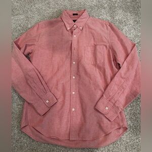 J. Crew Men's Button-Down Shirt in Coral Red